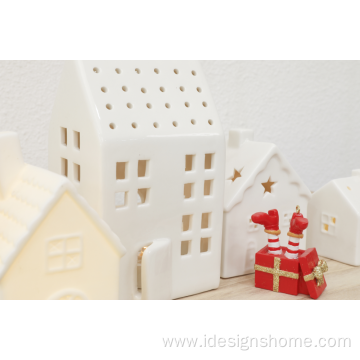 Ceramic White Cottage Tealight Holders